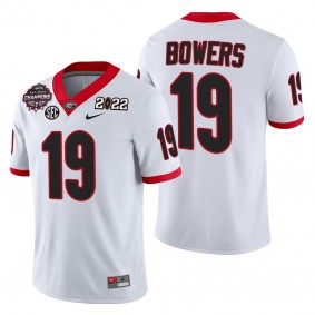 Brock Bowers Georgia Bulldogs 2021-22 CFP National Champions White 19 Jersey Men