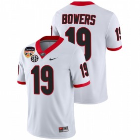 Georgia Bulldogs Brock Bowers #19 100th Anniversary Jersey White 2021 Orange Bowl