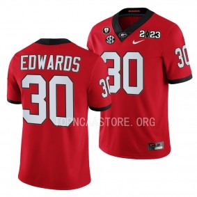 Daijun Edwards Georgia Bulldogs 2023 National Championship #30 Jersey Men's Red College Football Playoff Uniform