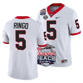 2022 Peach Bowl Kelee Ringo Georgia Bulldogs #5 White College Football Playoff Jersey Men's