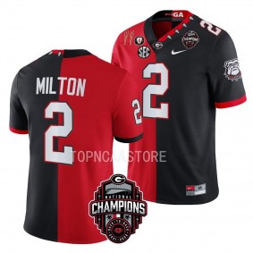 Kendall Milton Georgia Bulldogs Back-To-Back 2X National Champions #2 Jersey Men's Red Black Split Uniform