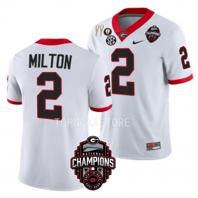 Back-To-Back National Champions Kendall Milton Georgia Bulldogs #2 White CFBPlayoff 2023 Jersey Men's