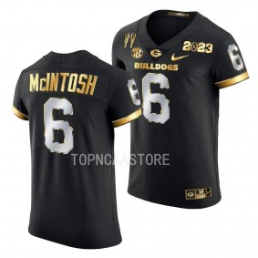 Georgia Bulldogs 2X CFBPlayoff National Champions Kenny McIntosh #6 Black Men's Golden Limited Jersey