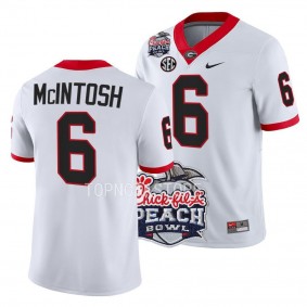 2022 Peach Bowl Kenny McIntosh Georgia Bulldogs #6 White College Football Playoff Jersey Men's