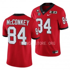 Ladd McConkey Georgia Bulldogs 2023 National Championship #84 Jersey Men's Red College Football Playoff Uniform