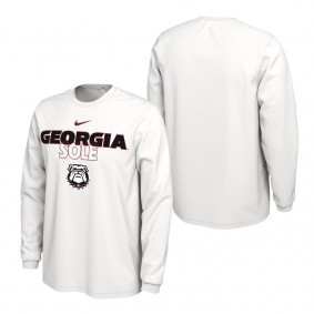 Georgia Bulldogs On Court Long Sleeve T-Shirt White