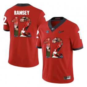 Georgia Bulldogs Football #12 Red Player Portrait College Brice Ramsey Jersey