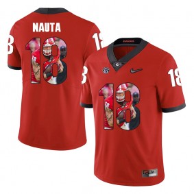 Georgia Bulldogs Football #18 Red Player Portrait College Isaac Nauta Jersey