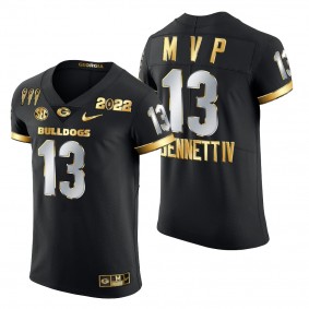 Stetson Bennett #13 Georgia Bulldogs Black 3X CFP National Champions Jersey Golden Limited