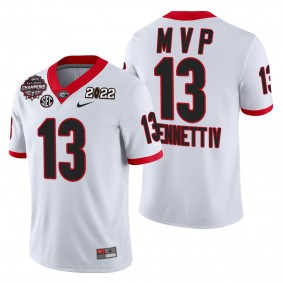 Georgia Bulldogs Stetson Bennett #13 Jersey White 2021-22 CFP National Champions MVP