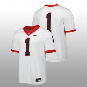 Georgia Bulldogs #1 Away Game Men White Jersey Football