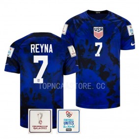 Giovanni Reyna USMNT #7 FIFA World Cup 2022 Blue Qatar Jersey