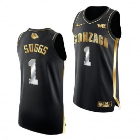 Jalen Suggs Gonzaga Bulldogs 2021 March Madness Black Golden Authentic Jersey