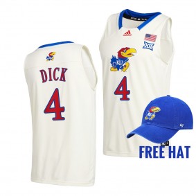 Kansas Jayhawks Gradey Dick College Basketball Free Hat uniform White #4 Jersey 2022