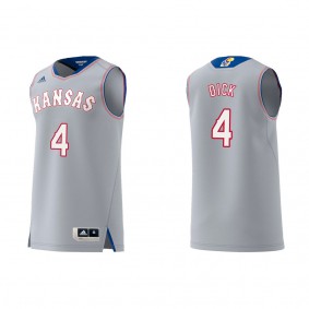 Gradey Dick Kansas Jayhawks adidas Swingman Replica College Basketball Jersey Gray