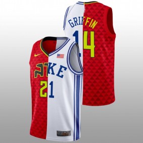 2022 NBA Draft AJ Griffin Hawks x Duke #14 Red White Split Edition Jersey