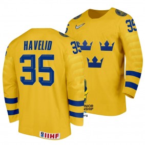 Hugo Havelid Sweden Hockey 2024 IIHF World Junior Championship Yellow Jersey #35