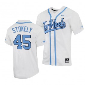 North Carolina Tar Heels Hunter Stokely 2023 Replica Baseball White #45 Jersey Full-Button