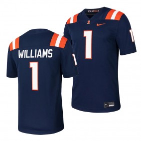 Illinois Fighting Illini #1 Isaiah Williams NIL Football Navy Player Jersey Men's