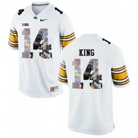 Iowa Hawkeyes #14 Desmond King White Printing Player Portrait NCAA Football Premier Jersey