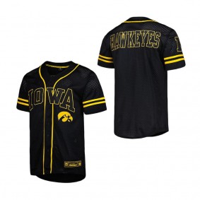 Iowa Hawkeyes Colosseum Free Spirited Mesh Button-Up Baseball Jersey Black