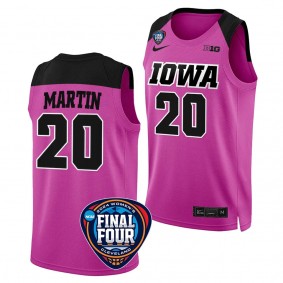 Iowa Hawkeyes #20 Kate Martin 2024 NCAA March Madness Final Four Pink Womens Basketball Jersey