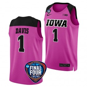 Iowa Hawkeyes #1 Molly Davis 2024 NCAA March Madness Final Four Pink Womens Basketball Jersey