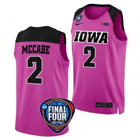 Iowa Hawkeyes #2 Taylor McCabe 2024 NCAA March Madness Final Four Pink Womens Basketball Jersey