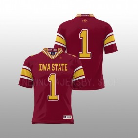 Iowa State Cyclones #1 Endzone Football Men Cardinal Jersey ProSphere