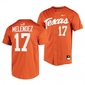 Texas Longhorns Ivan Melendez College Baseball Full-Button Orange #17 Jersey