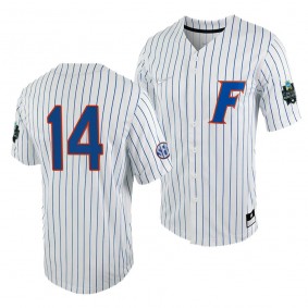 Jac Caglianone Florida Gators #14 White Royal 2023 College World Series NCAA Baseball Jersey