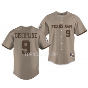 Corps of Cadets Jack Moss Texas Aggies #9 Khaki Discipline Baseball Jersey Men