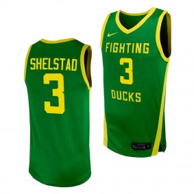 Oregon Ducks Jackson Shelstad NIL Basketball Replica Player uniform Green #3 Jersey