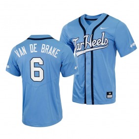 Jackson Van De Brake North Carolina Tar Heels #6 Blue Replica Baseball Full-Button Jersey