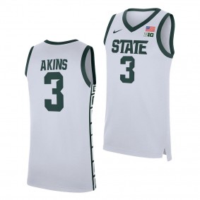 Jaden Akins #3 Michigan State Spartans Replica Basketball Jersey 2023-24 White