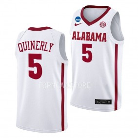 Jahvon Quinerly White 2023 NCAA March Madness Alabama Crimson Tidemens Basketball Jersey