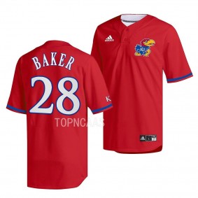 Kansas Jayhawks College Baseball Jake Baker #28 Red Replica Jersey