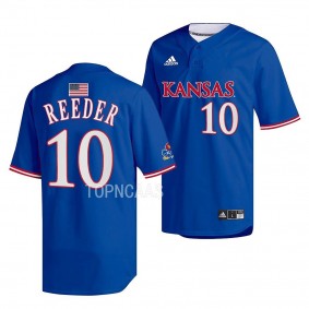 Janson Reeder Kansas Jayhawks #10 Royal Two-Button Replica Baseball Jersey