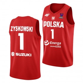 Jaroslaw Zyskowski Poland FIBA EuroBasket 2022 Red #1 Jersey Away