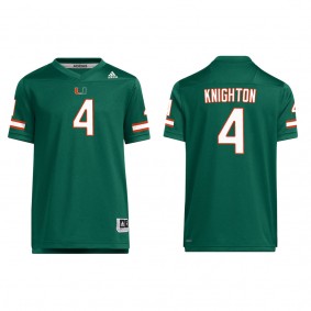 Jaylan Knighton Miami Hurricanes adidas Team Replica Football Jersey Green