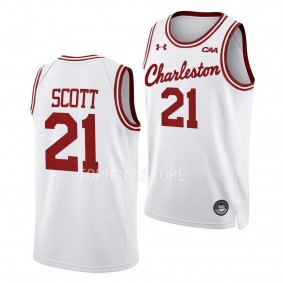 Charleston Cougars Jaylon Scott Throwback College Basketball uniform White #21 Jersey