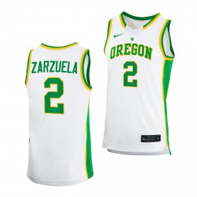 Jesse Zarzuela #2 Oregon Ducks College Basketball Jersey 2023-24 White