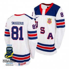 USA Hockey Jimmy Snuggerud White 2024 IIHF World Junior Champions Jersey