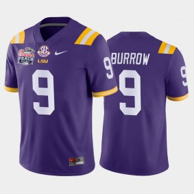 College Football LSU Tigers Joe Burrow Purple 2019-20 Away Peach Bowl Champions Jersey