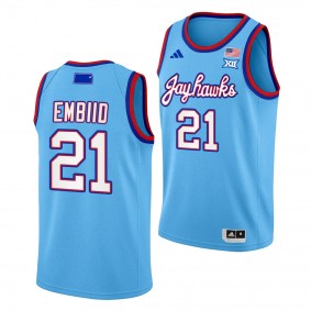 Kansas Jayhawks Joel Embiid Baby Blue #21 DRIP Alternate Jersey 2023-24 Mens Basketball Unisex