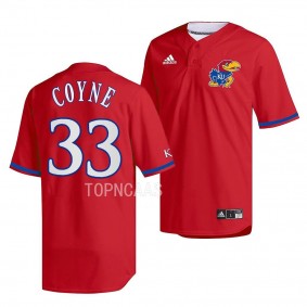 Kansas Jayhawks College Baseball Jon Coyne #33 Red Replica Jersey