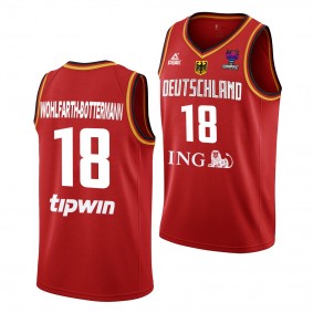 FIBA EuroBasket 2022 Germany Jonas Wohlfarth-Bottermann Red #18 Jersey