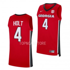 Georgia Bulldogs Jusaun Holt Red #4 Replica Jersey 2022-23 Away Basketball