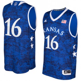 Male Kansas Jayhawks #16 Royal Blue Basketball Jersey