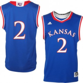 Male Kansas Jayhawks #2 Royal Blue Basketball Jersey